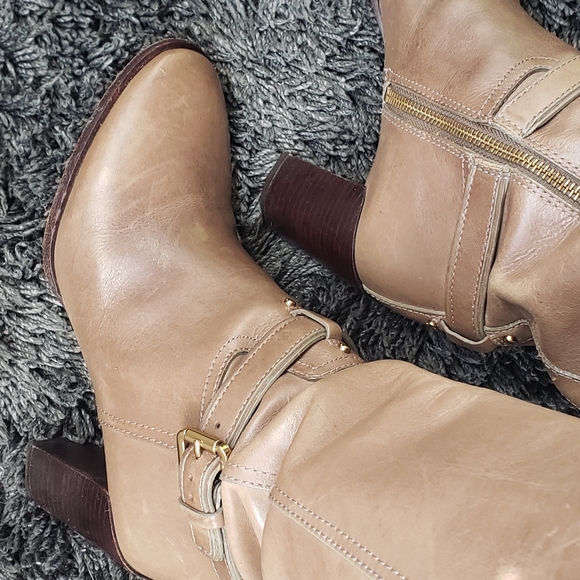 💫 Tory Burch: Musk Blair Logo Mid Heel Tall Leather Boots - Picture 3 of 14